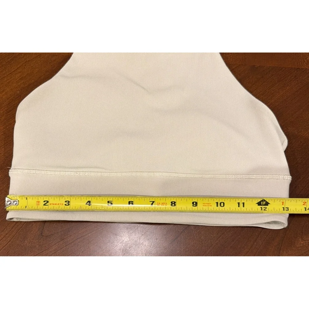Lululemon Energy Bra High Neck Long Line Rib Medium Support Off-White Size 8